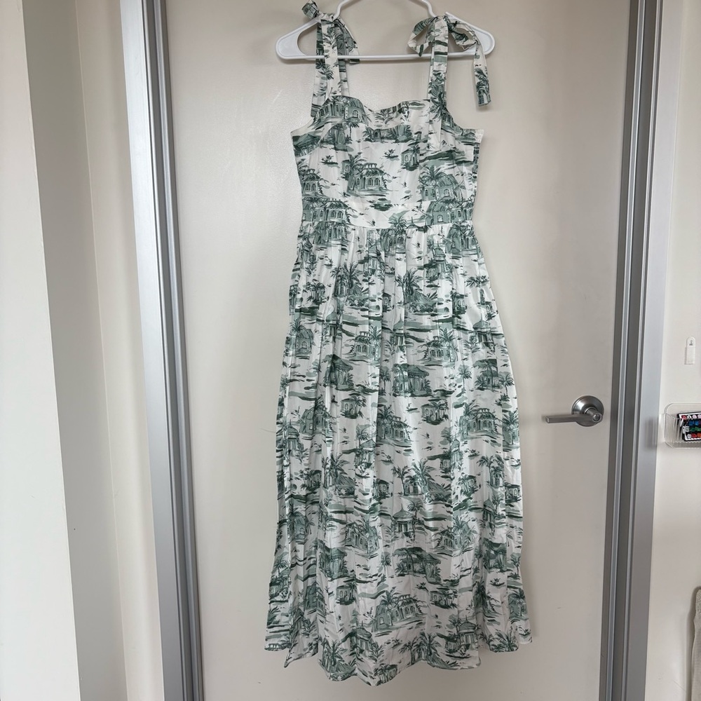 Rachel Zoe Green and White Smocked Dress